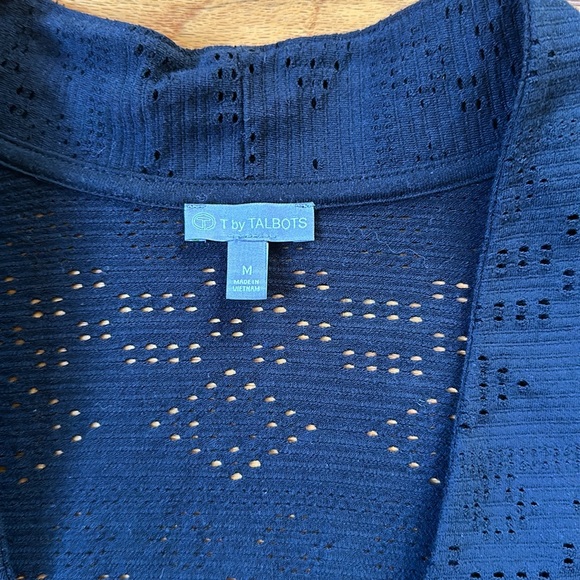 T by Talbots Diamond Textured Open Front Cardigan Black Sz M NWOT - Picture 5 of 11